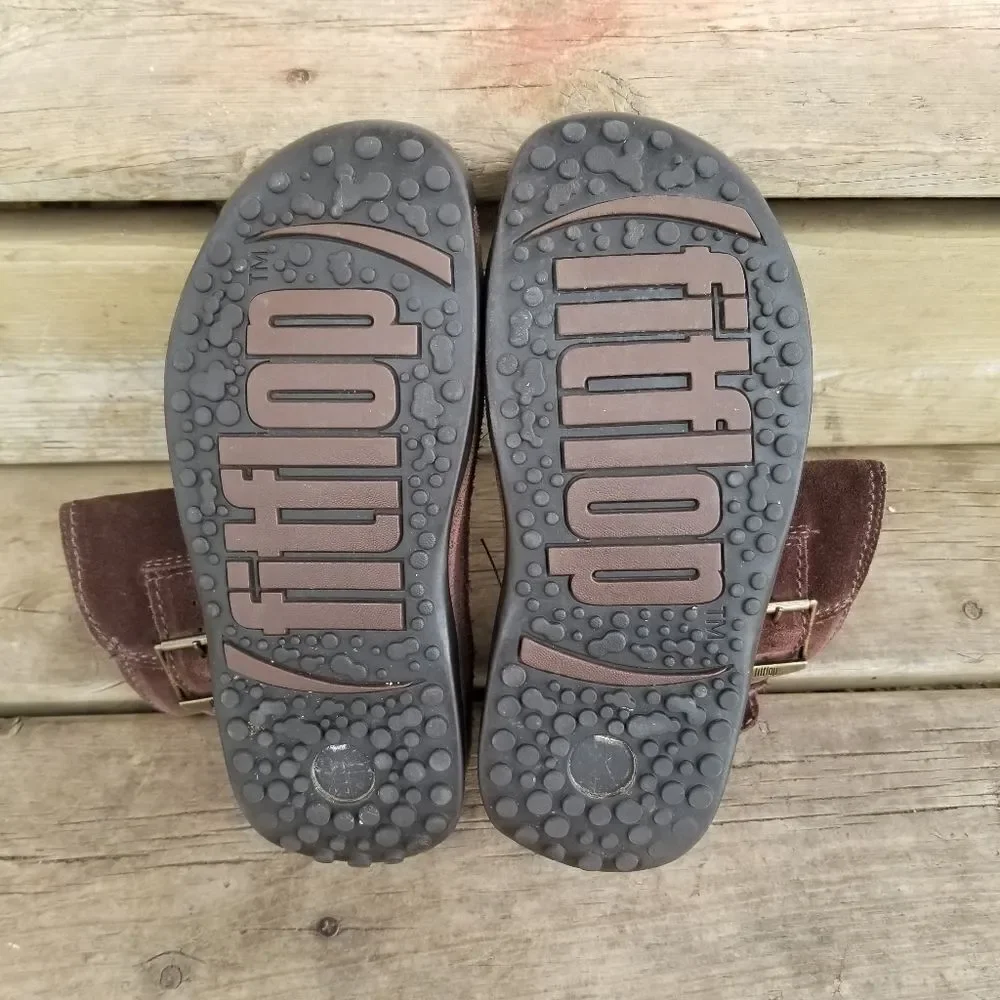 FitFlop Superboot‎ Chocolate Brown Suede Leather Buckle Wobbleboard Winter Boots